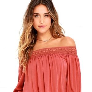 Lulu's Terra Cotta Crop Top - Women's Size M